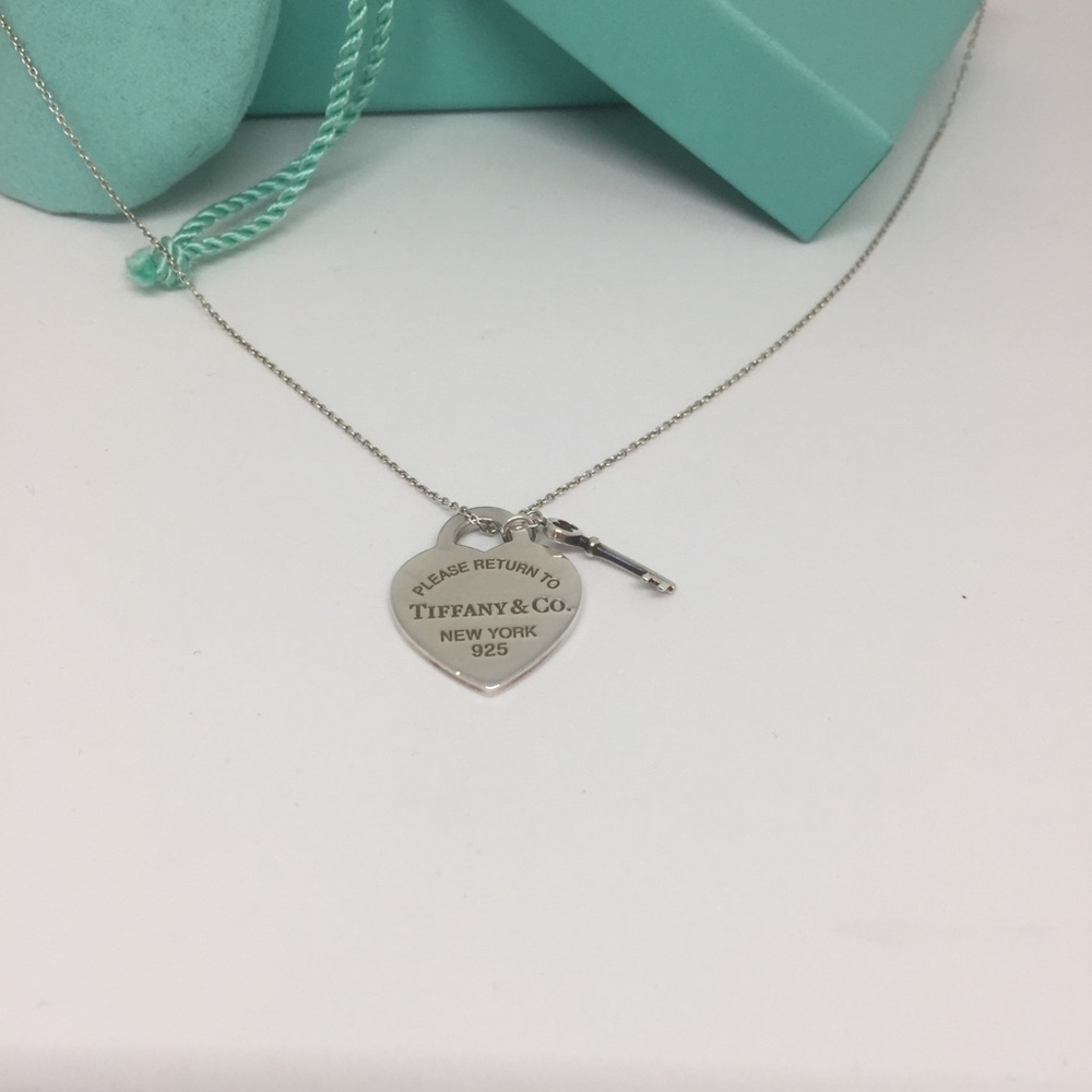 Tiffany & Co. heart and key silver necklace